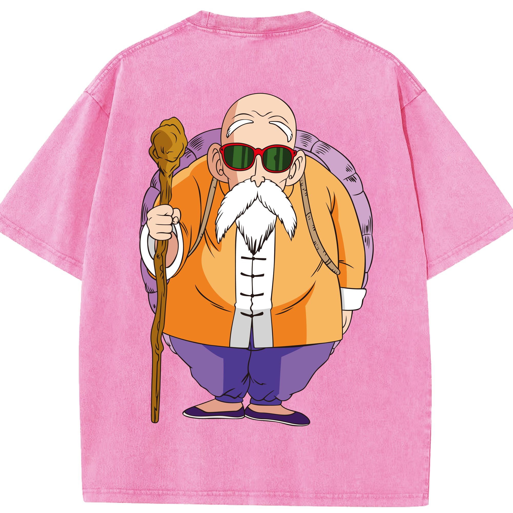 （画像用） ドラゴンボール 亀仙人（かめせんにん） DRAGON BALL Master Roshi Kame Sennin 綿100% ヴィンテージ風 半袖Tシャツ（背面プリント）